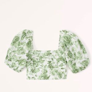 Abercrombie and fitch Puff Sleeve Poplin Squareneck Top size small